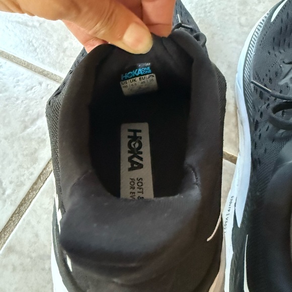 Hoka Black and White Athletic Shoes Size 8 - Picture 3 of 9